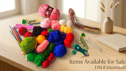 Mixed knitting yarns and crochet kit – assortment of colors with needles and accessories