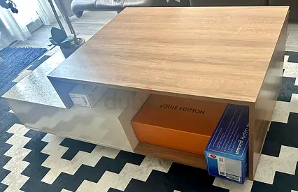 Wooden Coffee Table with Drawer and Shelf - Light Oak Finish