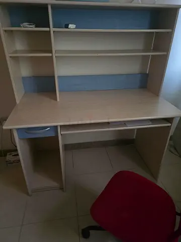 Teenager girl Wooden Study Desk with Overhead Shelves and Drawer - Used