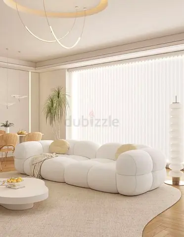 Modern Curved Modular White Sofa (Plush Cloud Design)