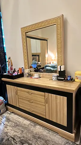 Wooden Dresser with Mirror and 4-Drawer Cabinet - Good Condition