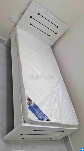 Brand New Single White Wooden Bed with Mattress -