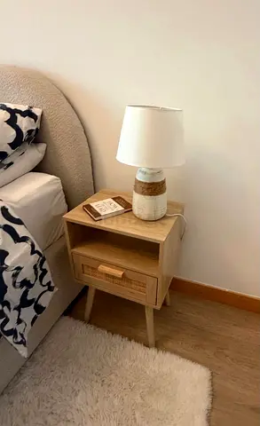 Light oak bedside table with drawer and shelf - good condition- price for both!