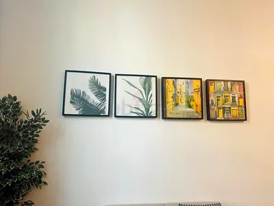 Set of 4 Framed Wall Art Prints - Botanical  Street Scenes