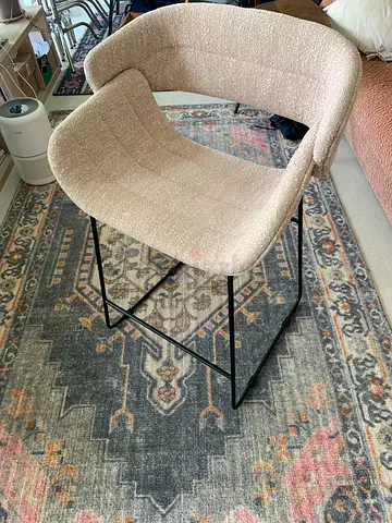 2 Modern beige boucle accent chairs with metal frame - free