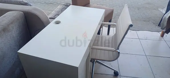 White Office Desk with Matching Ergonomic Chair - Good Condition