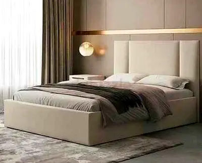 Brand New Queen size upholstered platform bed with Mattress beige