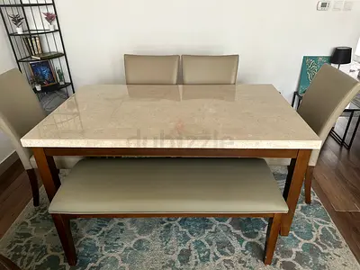 Dining table with 4 seats and bench