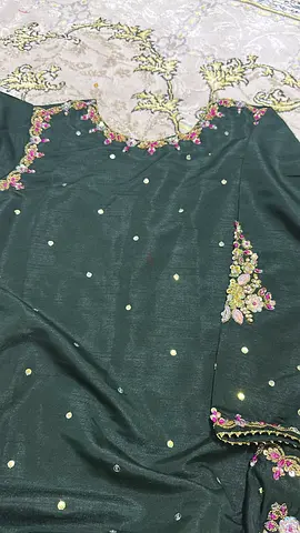 Dark Green Embroidered Women’s Dress with Lace Dupatta - pakistani suit