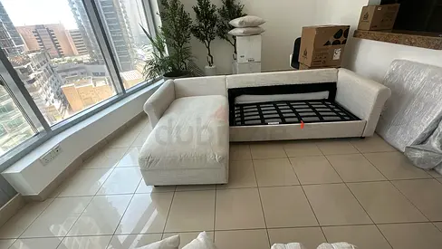 Ikea Gronlid L shape sofa bed L-shaped Fabric Sofa with Chaise (Light Beige) - Good Condition