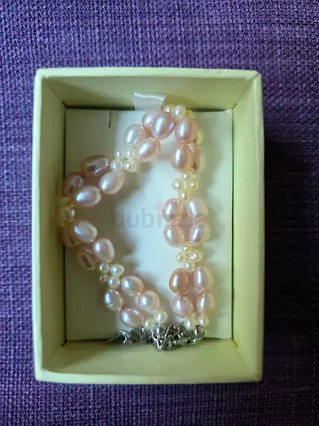 Double-Strand Pink Freshwater Pearl Bracelet with Silver Clasp