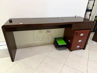 Dark Wood Long Office Desk