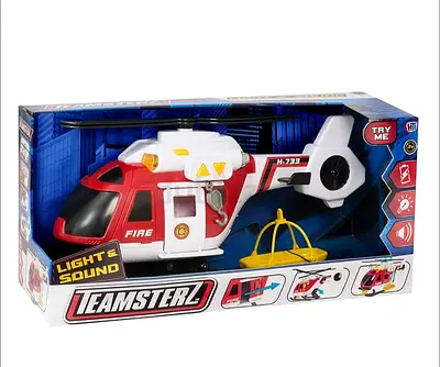 Teamsterz Light  Sound Rescue Fire Helicopter Toy - Battery Operated