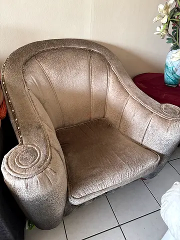2 Plush Silver Accent Armchair — okay Condition