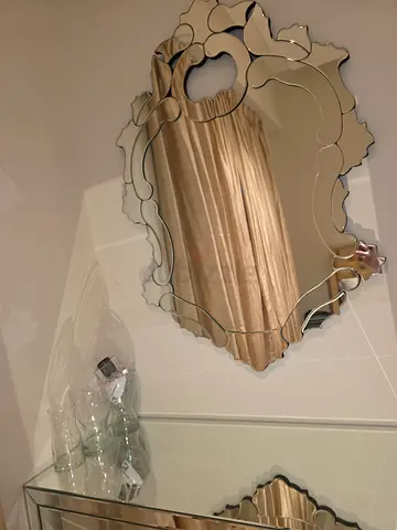 All glass table bedroom set of 4 plus mirror