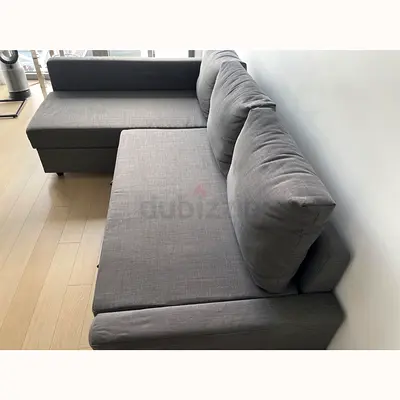 Gray L-shaped Fabric Sofa with Chaise (Good Condition)