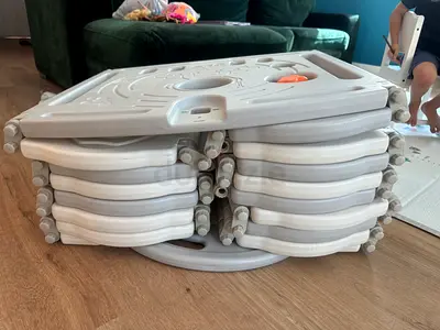 Foldable Baby Playpen / Play Yard with Interactive Panels (Like New) with basketball