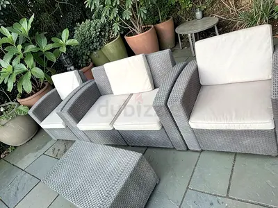 Outdoor balcony garden furniture Rattan Sofa Set with Cushions and table