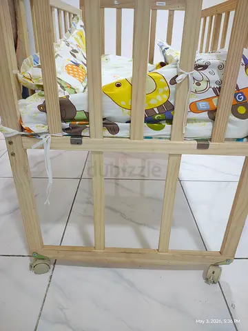 Solid Wooden Baby Crib / Cot - Natural Finish (Used)