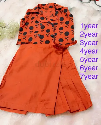 Girls rust orange  skirt and top set (sizes 1–7 years)