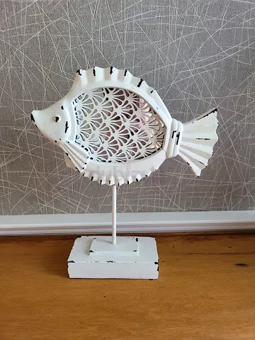 White Vintage Metal Fish Wall Sconce / Decorative Wall Light Holder