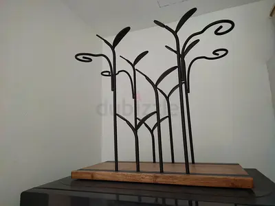 Wood base metal wine glass holder / wine bottle holder