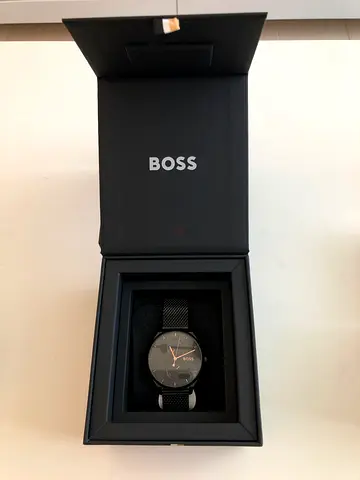 Hugo Boss Mens Black Mesh Strap Watch - Never Used, in Original Box