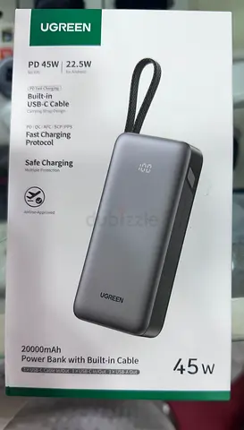 UGREEN 20000mAh 45W Power Bank with Built-in USB-C Cable (Like New)