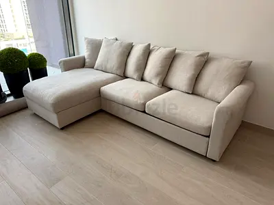 Ikea Gronlid L shape sofa bed Beige Light Beige L-shaped 3-Seater Sofa with Chaise - Good Condition