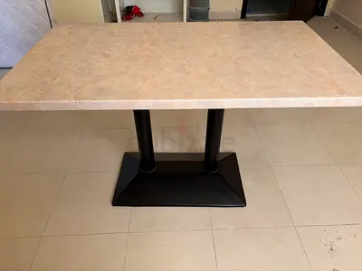 Marble-top Dining Table with Double Pedestal Base