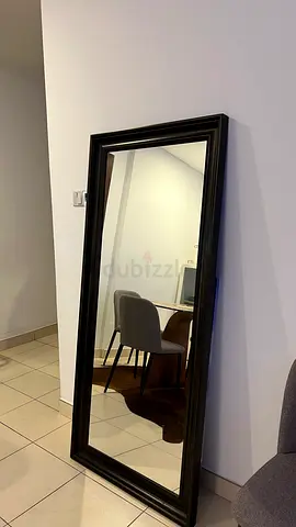 Large Full-Length Framed Mirror – Dark Wood Finish
