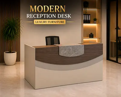 Luxury Office Reception Desk – Premium Wooden Front Desk Counter UAE