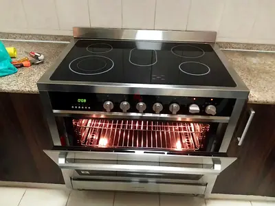 Campomatic latest model full electric ceramic 5 hobs stove oven dual fan cooking range 90x60 stove