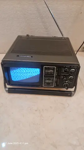 Portable Vintage CRT TV with Built-in Tuner and Antenna