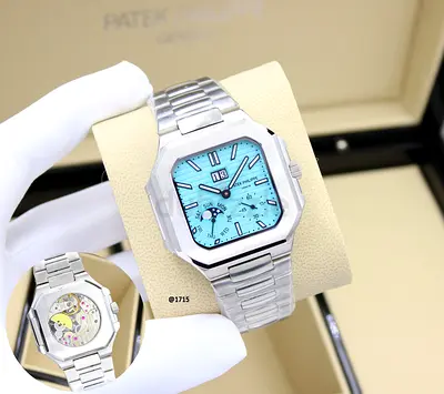 Patek Philippe Nautilus-style Stainless Steel Mens Master Copy Watch with Blue Dial