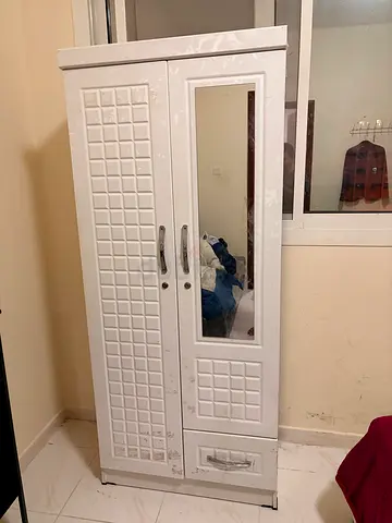 White Wardrobe with Mirror and Drawers - Good Condition