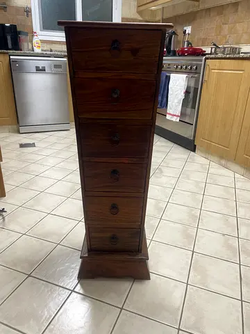 Tall Narrow Wooden Chest of Drawers / Slim Dresser