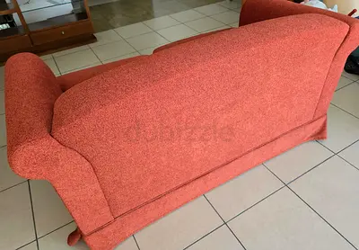 3-seater upholstered sofa in orange/red - good condition