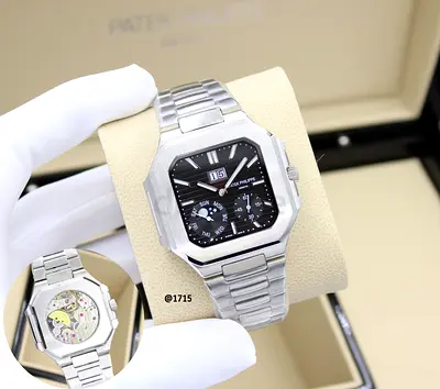Patek Philippe Nautilus-style Stainless Steel Mens Master Copy Watch with Full Calendar (Automatic)