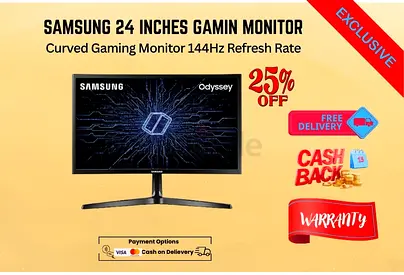 Samsung 24 Inch Curved Gaming Monitor 144Hz Refresh Rate AMD Freesync LC24RG50F-FREE DELIVERY