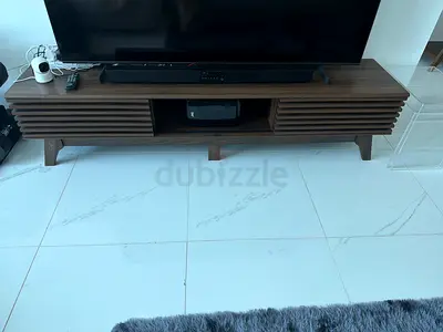 Designer Wooden Low TV Cabinet / Entertainment Unit - Dark Brown