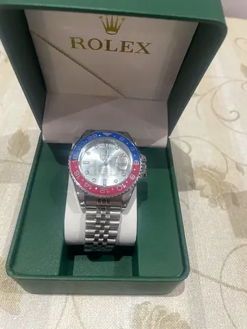 Rolex GMT-style Stainless Steel Watch with Jubilee Bracelet (Pepsi Bezel)
