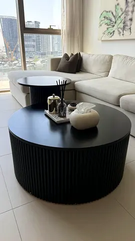 Modern Black Coffee Table Set (2 Pieces) – Minimalist Wooden Design