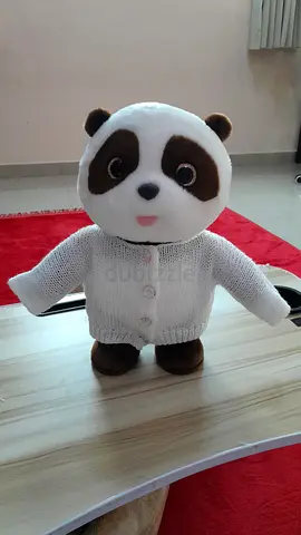 Soft plush panda toy in knitted sweater - gently used