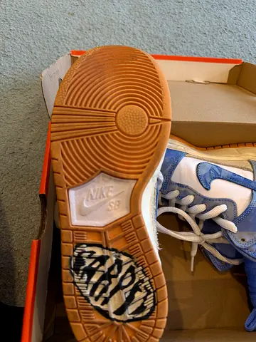 Nike Dunk  x carpet company High sneakers — blue/white, good used condition, extra laces