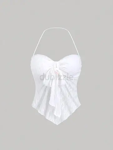 White Lace halter neck with Bow Detail