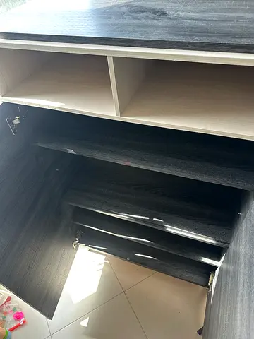 Dark wood  cabinet / shelving unit - good condition