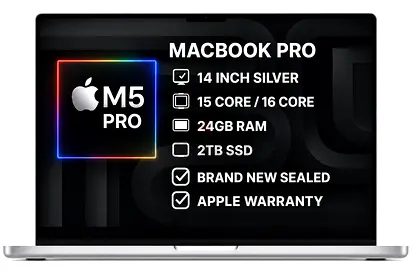 MACBOOK PRO M5 PRO 14” 24GB 2TB SILVER BRAND NEW SEALED