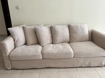 3-Seater Beige Fabric Sofa - Comfortable, Neutral Design. Super soft