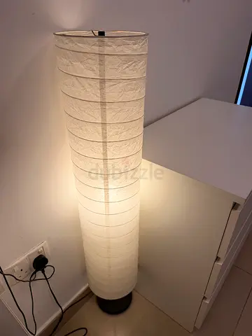 Tall cylindrical paper floor lamp - soft ambient light